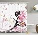 Produktbild Nyngei Rosa Schmetterling Mädchen mit Blumenkleid Flower Design Fairy Angel Wings FAE Home Akzent sanfte Farben Moderne Designer Feminine Dekor verträumte Folklore Duschvorhang rosa weiß