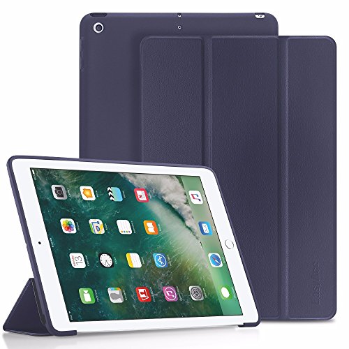 iPad 9.7 2017 Case, EasyAcc Leichtes Soft TPU Back Shell and Hochwertiges PU Leder Hülle mit Automatischem Schlaf Funktion und Standfunktion for iPad 9.7 2017 (Smart Case, Dunkelblau)