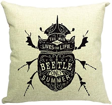 JTC 18"*18" Cotton Linen Square Decorative Throw Pillow Case Soft Bed Cushion Cover Beatles