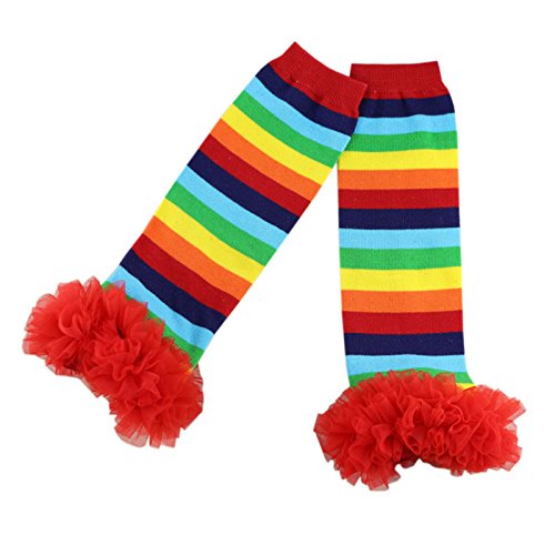 Wennikids Toddler Infant Baby Sweet Winter Christmas Baby Leg Warmers/Ruffle Leggings/leggies 12 Rainbow stripe