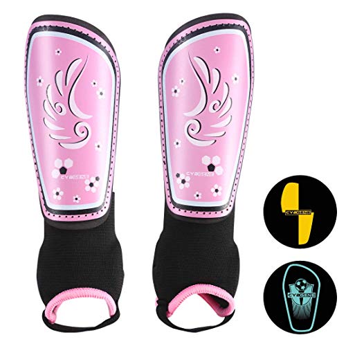 CybGene Protège-Tibias de Foot pour Enfants Adultes Équipement de Foot pour Jeunes Filles garçons Équipement de Football de Protection Sangles réglables avec protège Cheville