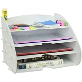 Evene File Editor Table Top Organizer Model 3 with Wooden Briefcase Shelf, White