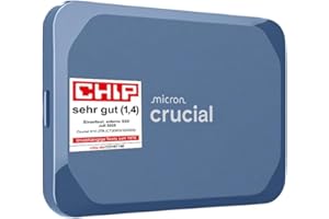 ‎CRUCIAL Crucial X10 8TB Externe SSD Festplatte, bis zu 2.100MB/s, USB-C 3.2 Gen2, IP65 Wasser- und Staubgeschützt, Portable SSD für Mac, PC, Smartphone und Spielkonsole, Blau matt - CT8000X10SSD9-02