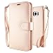Produktbild Leathlux Galaxy S7 edge Hülle Gold , Reine Farbe Premium PU Leder Schutzhülle Bookstyle Tasche Schale TPU Case mit Trageschlaufe Standfunktion Cover für Samsung Galaxy S7 edge 5.5"