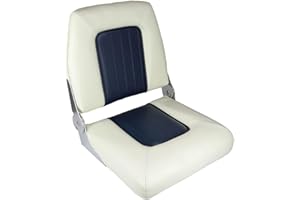 SAWESTO ALLPA Siège de bateau pliant Coach Premium | Chaise de bateau pliable en vinyle résistant aux intempéries et imperméable Chaise de direction rembourrée pour bateaux et pêcheurs - Blanc bleu
