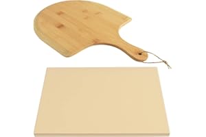 homEdge Juego de piedras para pizza, piedra redonda de cordierita resistente para hornear, pan, 15 x 12 pulgadas