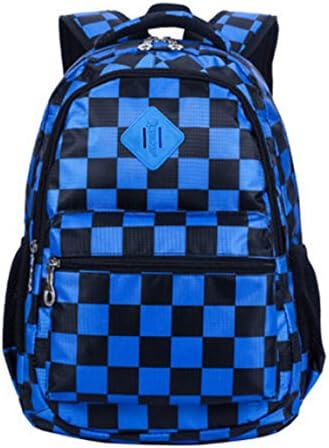 Korea edition Teenager Boys Girls Leisure Rucksack Blue Plaid style School Bag