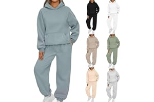 Earnmore Damen Hausanzug mit Kapuze 2 Teile, Damen Jogginganzug Set Sweatshirt mit Hose Elegant Freizeitanzug,Sport Hosenanzug Langarm Hoodie Hausanzug