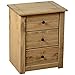 Home Discount® Panama Bedside Chest 3 Drawer, Natural Oak Waxed Bedroom Furniture