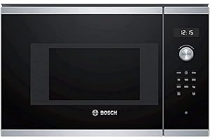 Bosch Hausgeräte BFL524MS0 Serie 6 Einbau-Mikrowelle, 38 x 60 cm, 800 W, Drehteller 25,5cm, Türanschlag Links, AutoPilot 7 7 