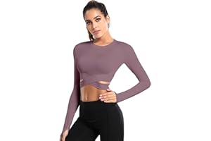 SotRong Camicia Sportiva da Donna Maniche Corte Girocollo Crop Top Magliette Sportive ad Asciugatura Rapida per Allenamento Yoga Palestra