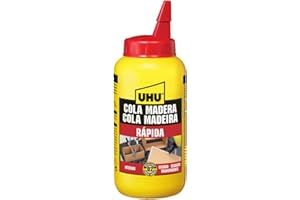 UHU Cola Madeira Express D2 250 G: Adhesivo para madera en botella, Transparente, Líquido, Rápido (4 minutos), Resistente a la humedad, Ideal para interiores