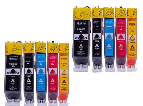 Multipack 10 Tintenpatronen ersetzt Canon Pixma IP 7250 MG 5450 MG 6350 MX 725 MX 925 PGI550 PGI 550 CLI551 CLI 551 - BK, PBk, Cy, Ma, Ye mit Chip kompatibel