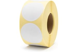MD Labels 1000 styck termiska etiketter, 70 mm i diameter, runda, på rulle - Streckkodsetiketter för termisk skrivare