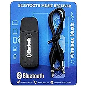Phone Bluetooth Stereo System Audio Aux Receiver USB Adapter 3.5mm for Car Speakers Under 200 (1 Pack, Black)
