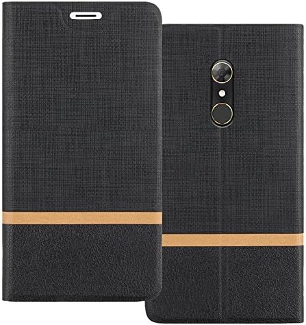Alcatel A7 Case, Shanphone Color block Premium quality PU leather Flip cover with ID / Card Slot for Alcatel A7, Black