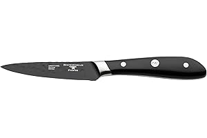 Rockingham Forge Ashwood Series - Coltello da sbucciatura da cucina con lame in acciaio al vanadio indurito con ghiaccio, 10,2 cm, colore nero, RF-1841N