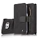 Produktbild Roreikes Multi-function Wallet Case Hülle 2 in 1 Detachable Leather hülle Tasche Schutzhülle Etui Flip Wallet Stand Cover mit Kartenfächer für Samsung Galaxy S6 Edge - Schwarz