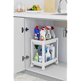 Mithra Life 2 Katlı Tekerlekli Tezgah Altı Beyaz Banyo Mutfak Rafı MIT1119