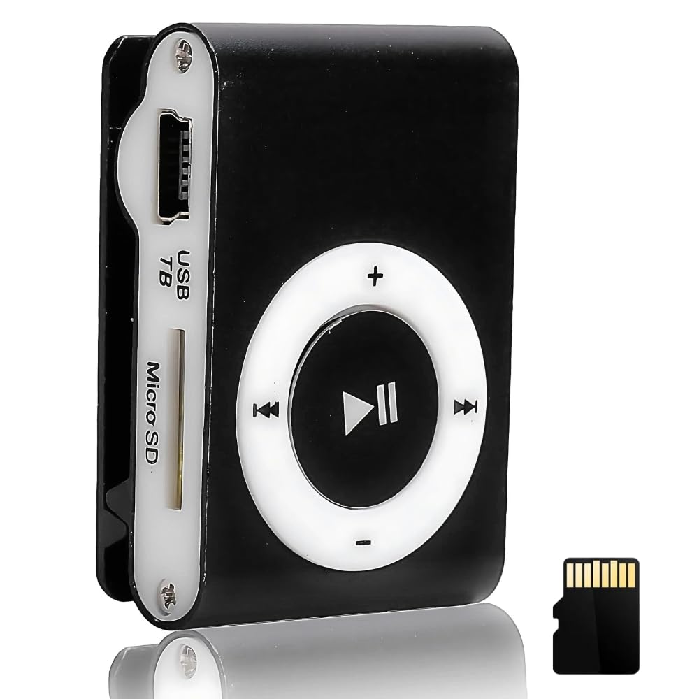 Elevea ðŸðŸ“ ð˜ð„ð€ð‘ð’ ð–ð€ð‘ð‘ð€ðð“ð˜ Mini Portable MP3 Player with 8GB Memory Card, Back Clip for Easy Carrying, Long Battery Life, Expandable Storage, Includes Earphones ðð¥ðšðœð¤
