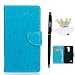 Produktbild LG Stylus 2 Hülle, LG Stylus 2 Schutzhülle Leder Hülle, Alfort 3 in 1 Flip Wallet Fashion Design Dual Use Falten Premium PU Leder Tasche Case Cover Folio Mappen Kasten Abdeckung für LG Stylus 2 5.7" Smartphone Funktion Unterstützte Telefone ( Blau ) + Netter Staub Stecker + Alfort Schwarz Stylus Pen