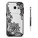 Price comparison product image Grandoin Galaxy S7 Edge Case, [Floral Lace Pattern Design] 2 in 1 Ultra Thin Case Luxury Chic Slim Soft TPU Back Full-body Textured Protective Cover Case For Samsung Galaxy S7 Edge (Black Lotus)