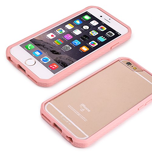 iPhone 6S Case, SAVFY iPhone 6 (4.7 inch) Shock Absorption Cover Scratch Resistant Crystal Clear Shockproof Hard Back Panel Hybrid TPU Soft Anti-Slip Comfort Bumper for Apple iPhone 6 / 6S [Pink]