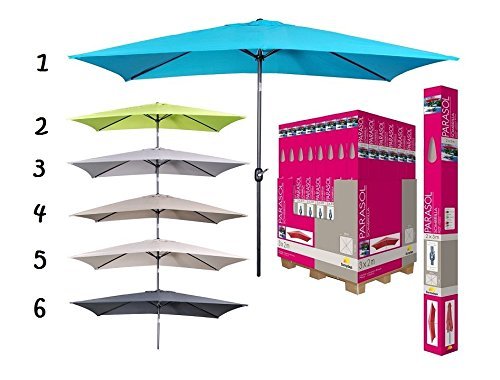 les colis noirs lcn Parasol Aluminium RECTANGLE Manivelle - 3mx2mx2m45 - Mod1 - Bleu Turquoise