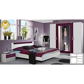 Schlafzimmer komplett 54018 4-teilig weiß / lila: Amazon.de: Küche