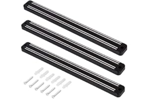 OMECO Set di 3 Supporto per Coltelli da Cucina,Barra Magnetica in Acciaio inox, Supporto Magnetico,Supporto per coltelli da Cucina, Barra Magnetica Universale, Montaggio a Parete 33 cm