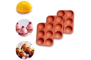 YEJAHY Confezione da 3 stampi in silicone a 6 fori, piccoli semi sferici, stampi in silicone per torte, gelatina, budino, caramelle, cioccolato, stampi antiaderenti in silicone per fondente (rosso)