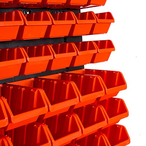 94 teiliges Wandregal Lagerregal Werkzeugwand Stapelboxen Wandplatten orange POP Serie Gr.1 Gr.2 Werkstatt Lager - 6
