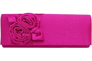 Wocharm Satin Envelope Floral Flower Wedding Ladies Party Prom Evening Clutch Bag Handbag UK Post