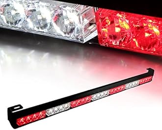Xprite31.5 28 LED White & Red 7 Modes Traffic Advisor Emergency Warning Vehicle Strobe Light Bar Kit