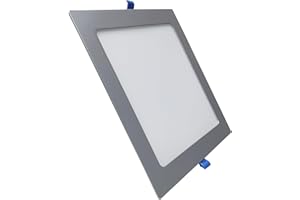 LED ATOMANT Panel LED Cuadrado Marco Plata 225mm 20W, CCT (Selector de Color Blanco Calido, Neutro y Frio), Corte 205mm, 1800 Lumenes, Driver incluido