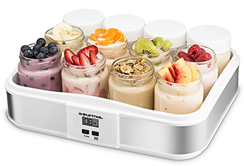 12 Jars: Gourmia GYM1720 Digital Yogurt Maker with 12 Glass Jars Customize to Y
