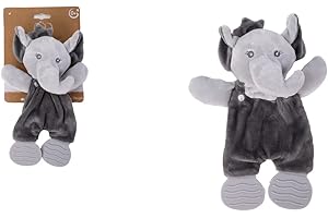 DODO D'AMOUR - Doudou de Dentition - Éléphant - 017391 - Gris - Alvéolé - Naissance - Peluche - Bébé - 25 cm x 10 cm - À Partir de 0 mois