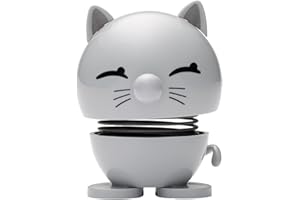 Hoptimist Tier, Katze, Wackelfigur & Glücksbringer Skandinavisch, Wohnzimmer & Schreibtisch Deko, Büro Gadget, Tolle Kleine Geschenke, 5,5 x 5,9 x 7,3 cm, Small, Hellgrau