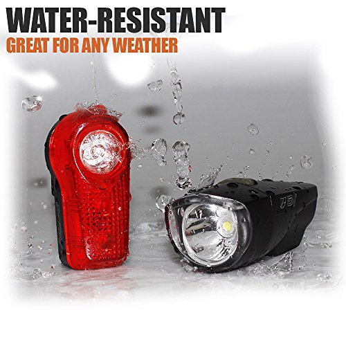 BV LED Sicherheitslicht Set, Sport Beleuchtung, LED Frontlicht und Rücklicht Set, Super Bright 1-watt Headlight and 1/2-watt Taillight Safety Light Set - 6