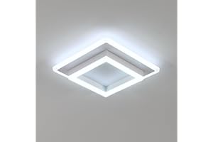 SENQIU Plafonnier LED, 30W 3375LM Lampe de Plafond Carré en Acrylique, Moderne Luminaire Plafonnier Blanc pour Couloir Coucher Salle de Bains Cuisine Salon, Blanche Froide 6500K, 30CM