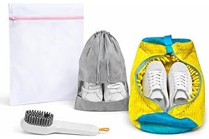 MAGYSTORE Bolsa para Lavar Zapatillas en Lavadora – Kit 4 en 1 Reutilizable y Resistente con Bolsa para Ropa Delicada, Funda para Zapatos de Viaje y Cepillo | Cremallera YKK