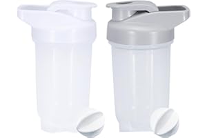 YAYAYOUNG Protein Shaker Flasche 300 ml Auslaufsicher, BPA Frei, Eiweiß Shaker für Supplement Shakes mit Sieb & Skala, Fitness Mixer für cremige Whey Proteinpulver Shakes, (Grau+Weiß(2PCS)