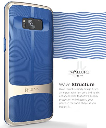 Funda Galaxy S8 Plus  Vena Carcasa  vAllure  Textura de Onda  Marco de Parachoques   CornerGuard ShockProof   Fuerte agarre  cubierta h  brida delgada para Samsung Galaxy S8   Oro   Azul Marino 