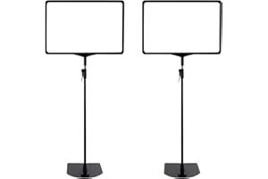 QOTSTEOS Lot de 2 supports de panneau A4 réglables en hauteur pour magasin, librairie, école, église, salon d'affaires (noir)