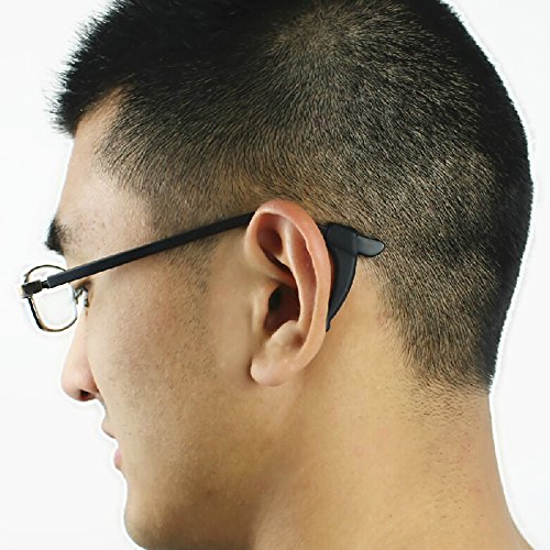 Mothca Anti Rutsch Brille Retainer für Sportbrille Brillen Sonnenbrille Zubehör Bequeme Gummi Glasses Spectacles Eyewear Rahmen Ear Ohr Grip Haken Hook Lock Anti slip Spitze Halter Tip Holder(Schwarz,M) - 3