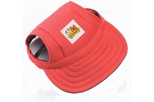 leconpet Baseball Caps hats with Neck Strap Adjustable comfortable Ear Holes for small Medium and Large Dogs in Outdoor Sun Protection (L, Red)