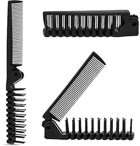 Nyamah Sales 2 in 1 Hair Comb and Hair Brush Pocket Hair Comb Portable Travel Folding Anti-Static Double Headed for Women Girls Hair Styling Color_multicolor