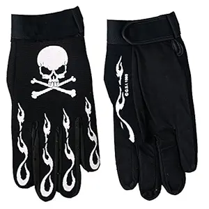 Hot Leathers Skull and Crossbones Mechanic Gloves (Black, Medium)