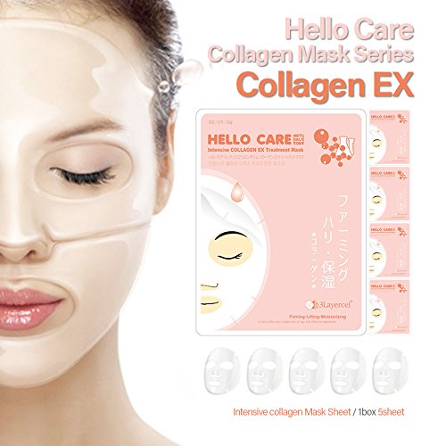 [HelloCare] 5pcs Intensive EX COLLAGEN Treatment Facial Mask Sheets Pack x 5 sheets Daily Skincare Firming, Lifting, Moisturizing Face Masks Pack [S. Korea]