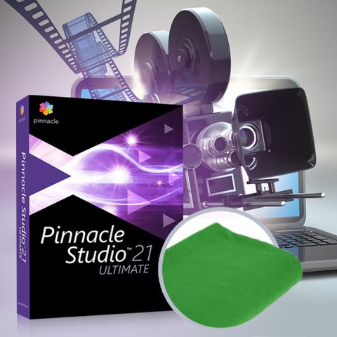 Preisvergleich Produktbild Pinnacle Studio 21 Ultimate / DVD + grünes green Screen / Chroma Key Tuch